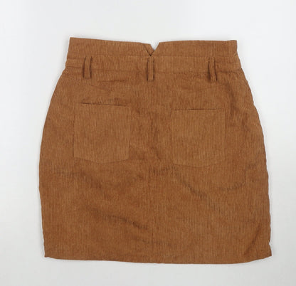 Dancing Leopard Womens Brown Cotton A-Line Skirt Size 10 Zip