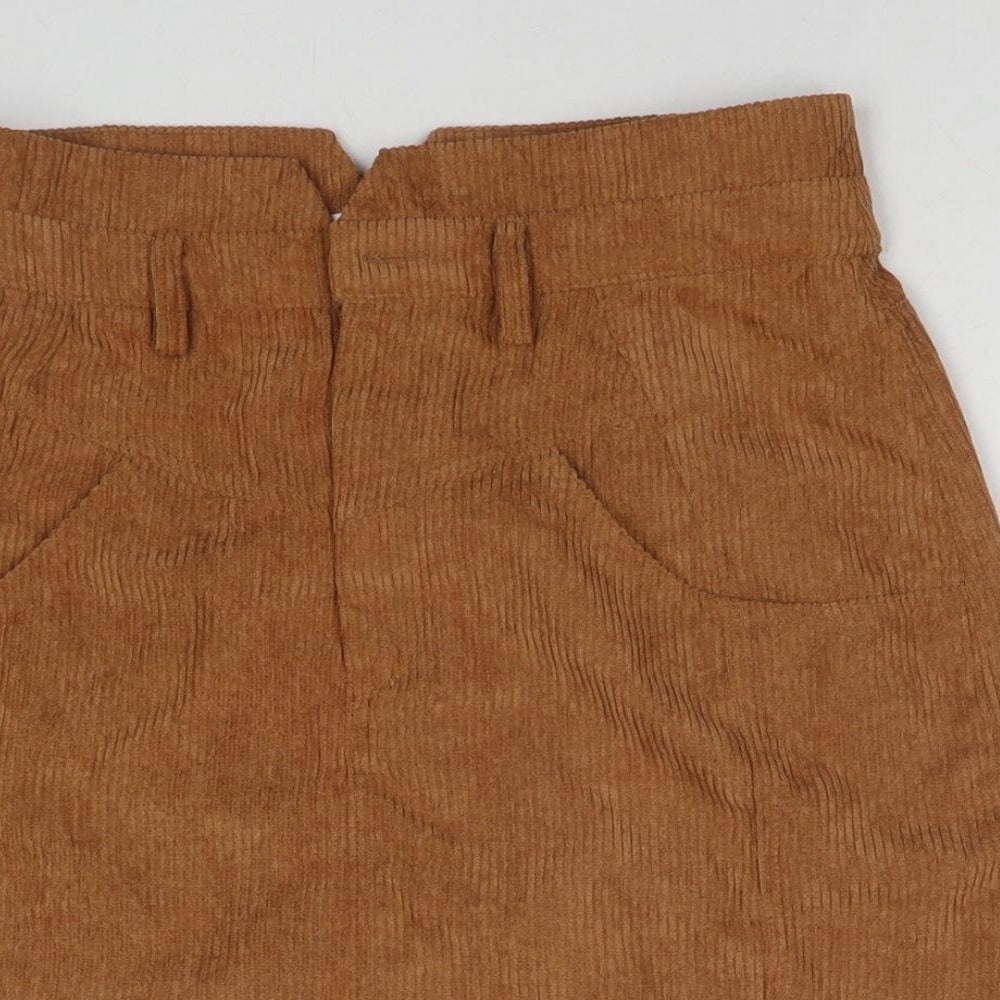 Dancing Leopard Womens Brown Cotton A-Line Skirt Size 10 Zip