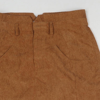 Dancing Leopard Womens Brown Cotton A-Line Skirt Size 10 Zip