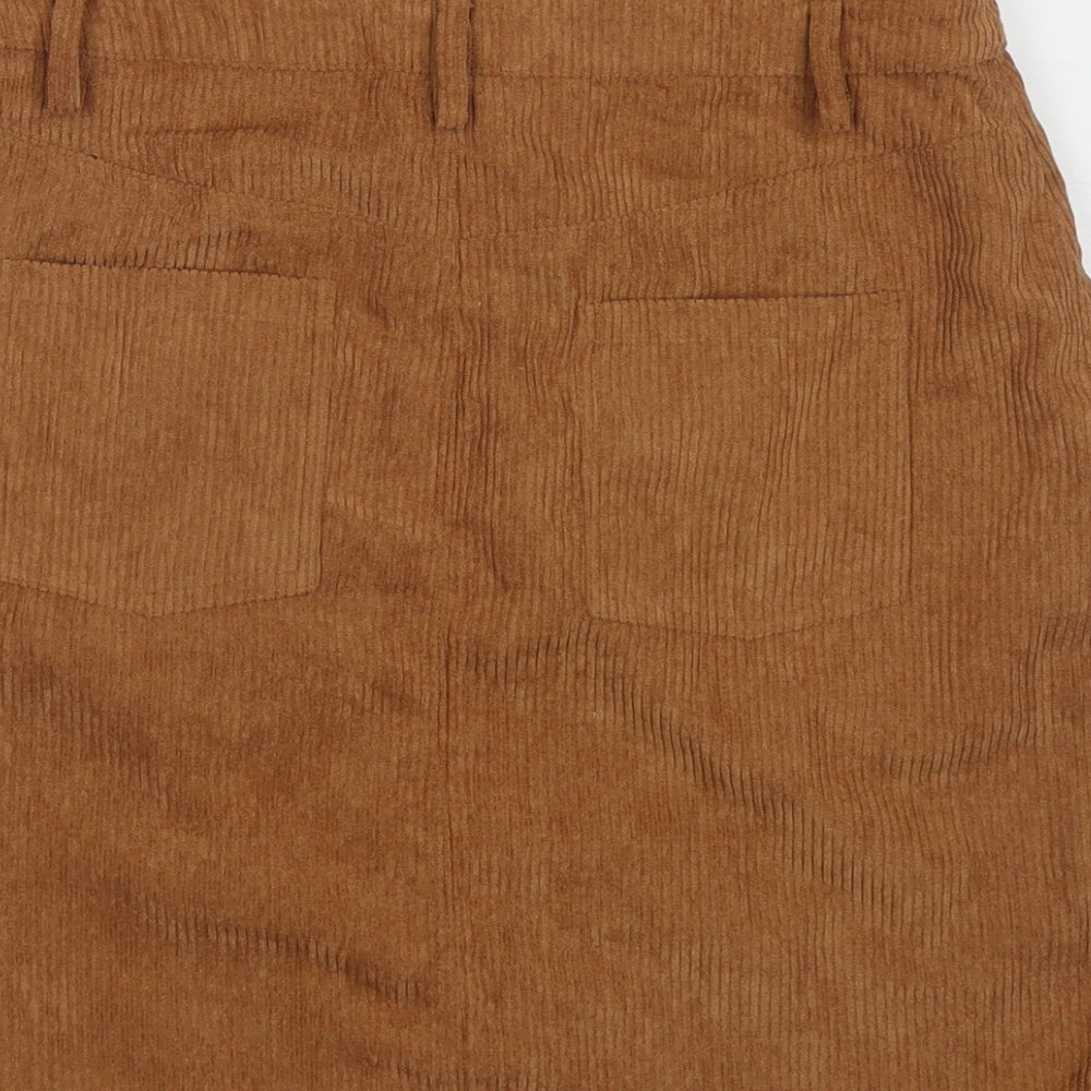Dancing Leopard Womens Brown Cotton A-Line Skirt Size 10 Zip