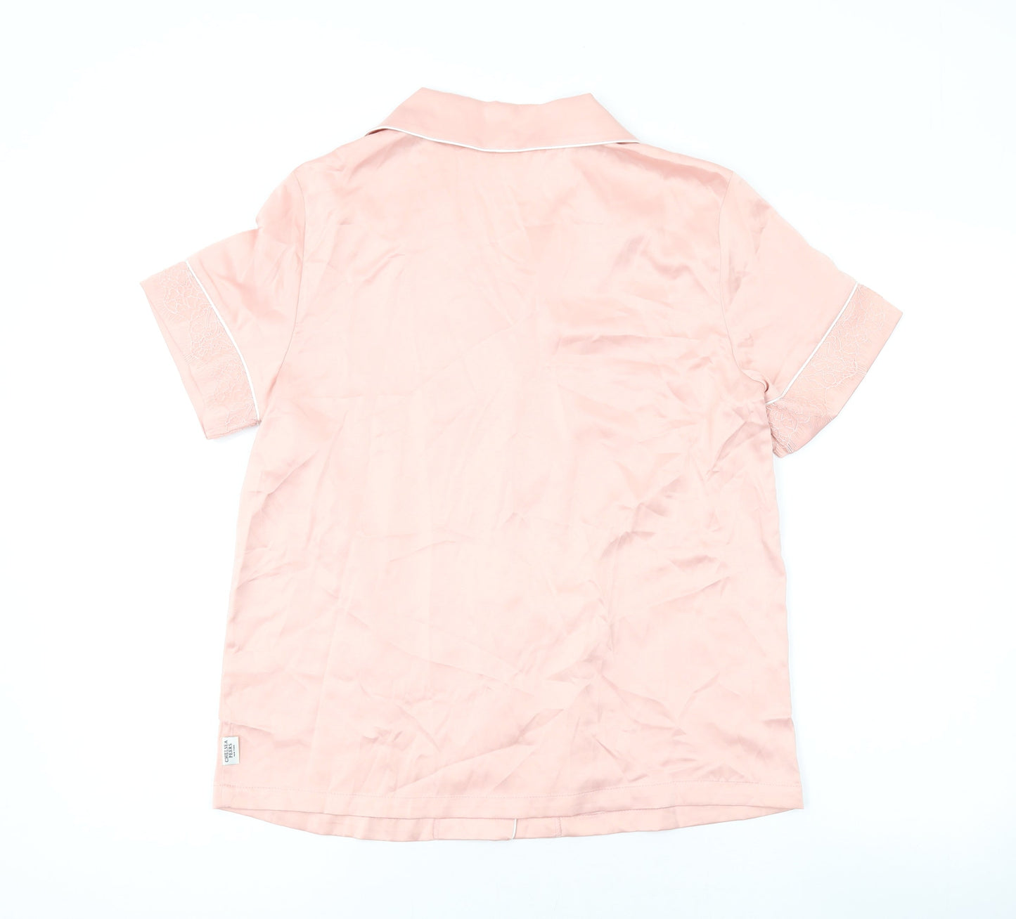 Chelsea Peers Womens Pink Solid Polyester Top Pyjama Top Size 10 Button
