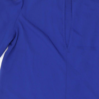 Marks and Spencer Womens Blue Polyester A-Line Size 10 Round Neck Button