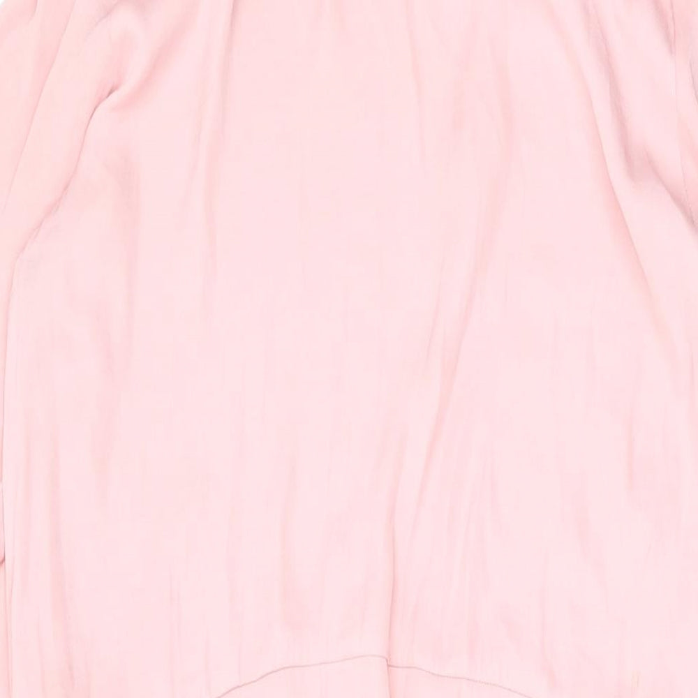 Zara Womens Pink Polyester A-Line Size S Round Neck Button