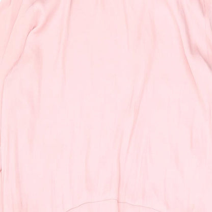 Zara Womens Pink Polyester A-Line Size S Round Neck Button