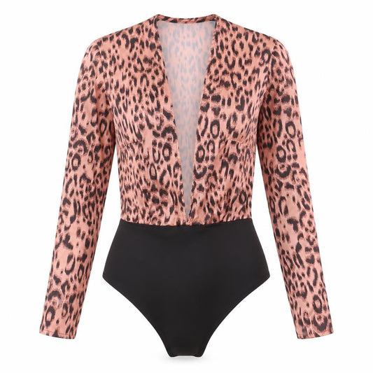 Unique 21 Womens Pink Animal Print Polyester Bodysuit One-Piece Size 8 L10 in Snap