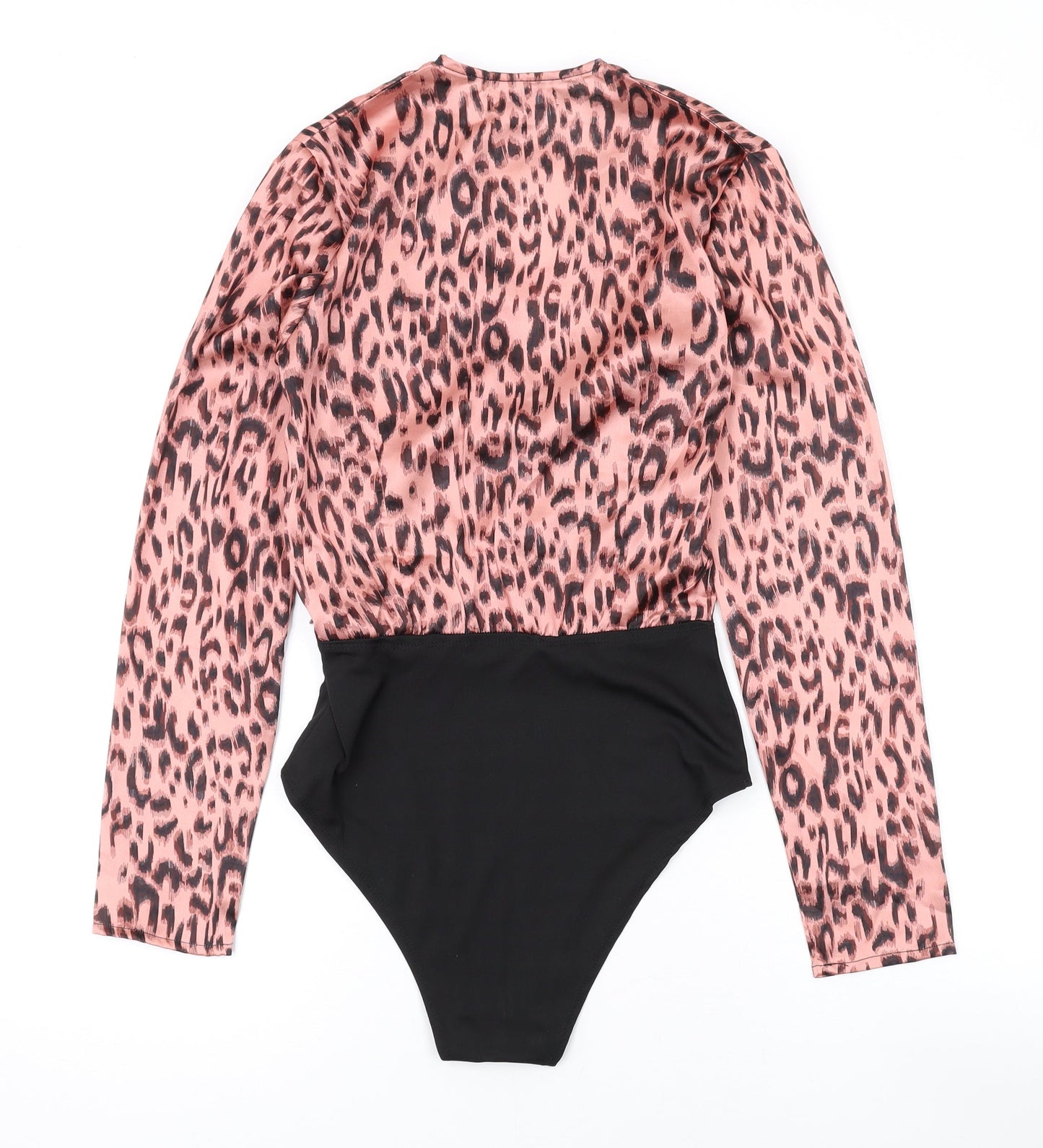 Unique 21 Womens Pink Animal Print Polyester Bodysuit One-Piece Size 8 L10 in Snap