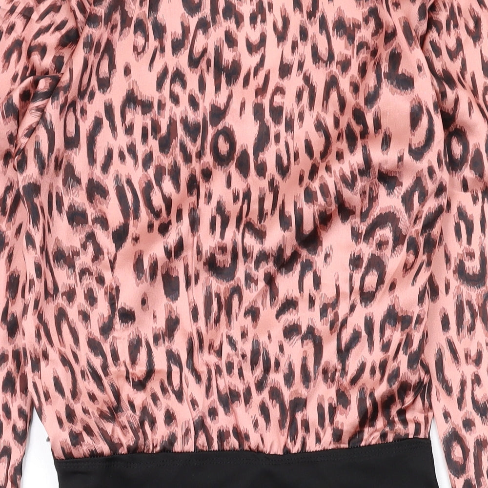 Unique 21 Womens Pink Animal Print Polyester Bodysuit One-Piece Size 8 L10 in Snap