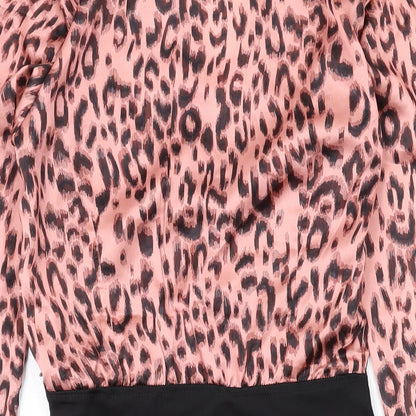 Unique 21 Womens Pink Animal Print Polyester Bodysuit One-Piece Size 8 L10 in Snap
