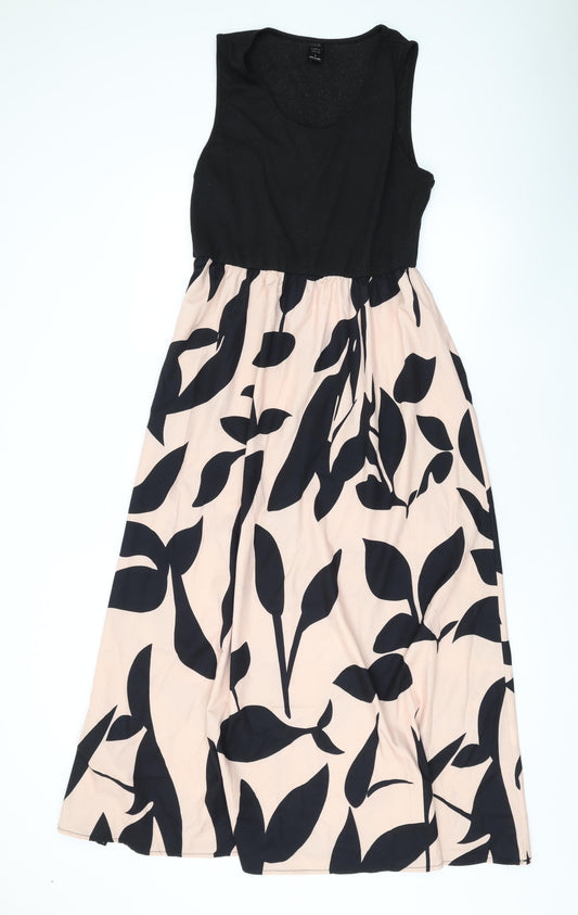 Emery Rose Womens Pink Geometric Polyester A-Line Size L Round Neck Pullover