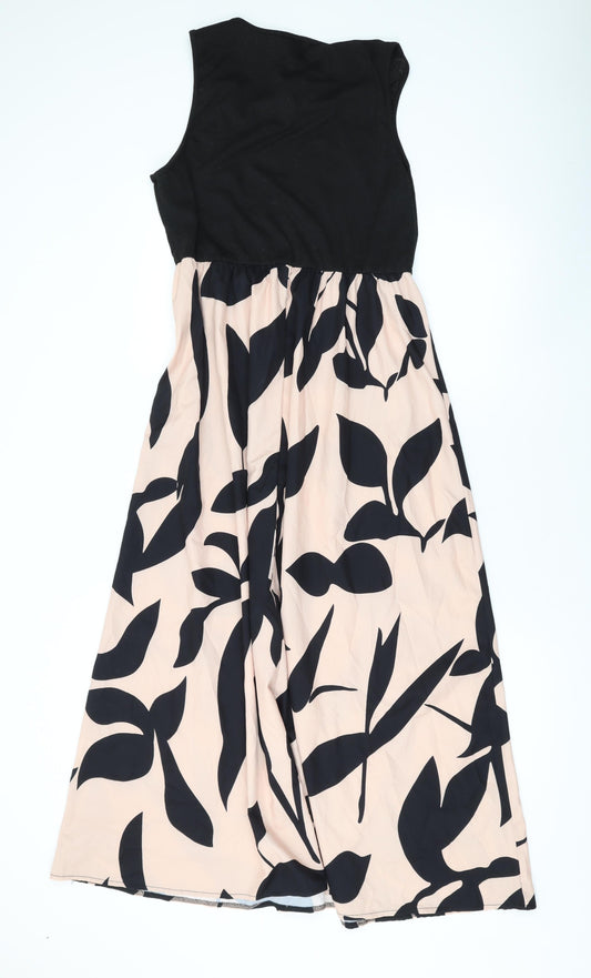 Emery Rose Womens Pink Geometric Polyester A-Line Size L Round Neck Pullover