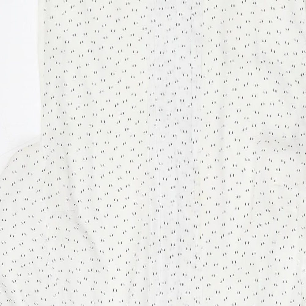 Mango Womens White Polka Dot Polyester Mini Size L Round Neck Button