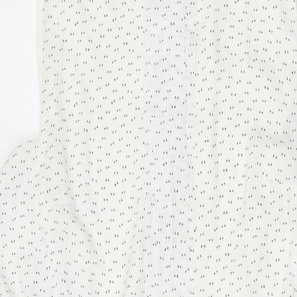 Mango Womens White Polka Dot Polyester Mini Size L Round Neck Button
