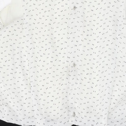 Mango Womens White Polka Dot Polyester Mini Size L Round Neck Button