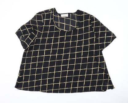 Womens UK Size 24 Ann Harvey Black Basic T-Shirt