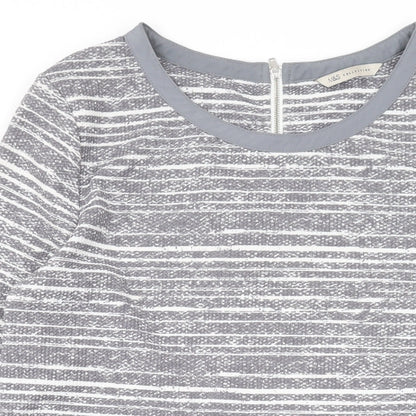 Marks and Spencer Womens Grey Striped Polyester Bodycon Size 12 Round Neck Zip
