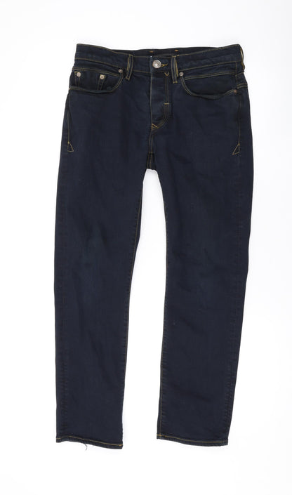 Mens UK Size 28 in River Island Regular Fit Straight Blue Jeans