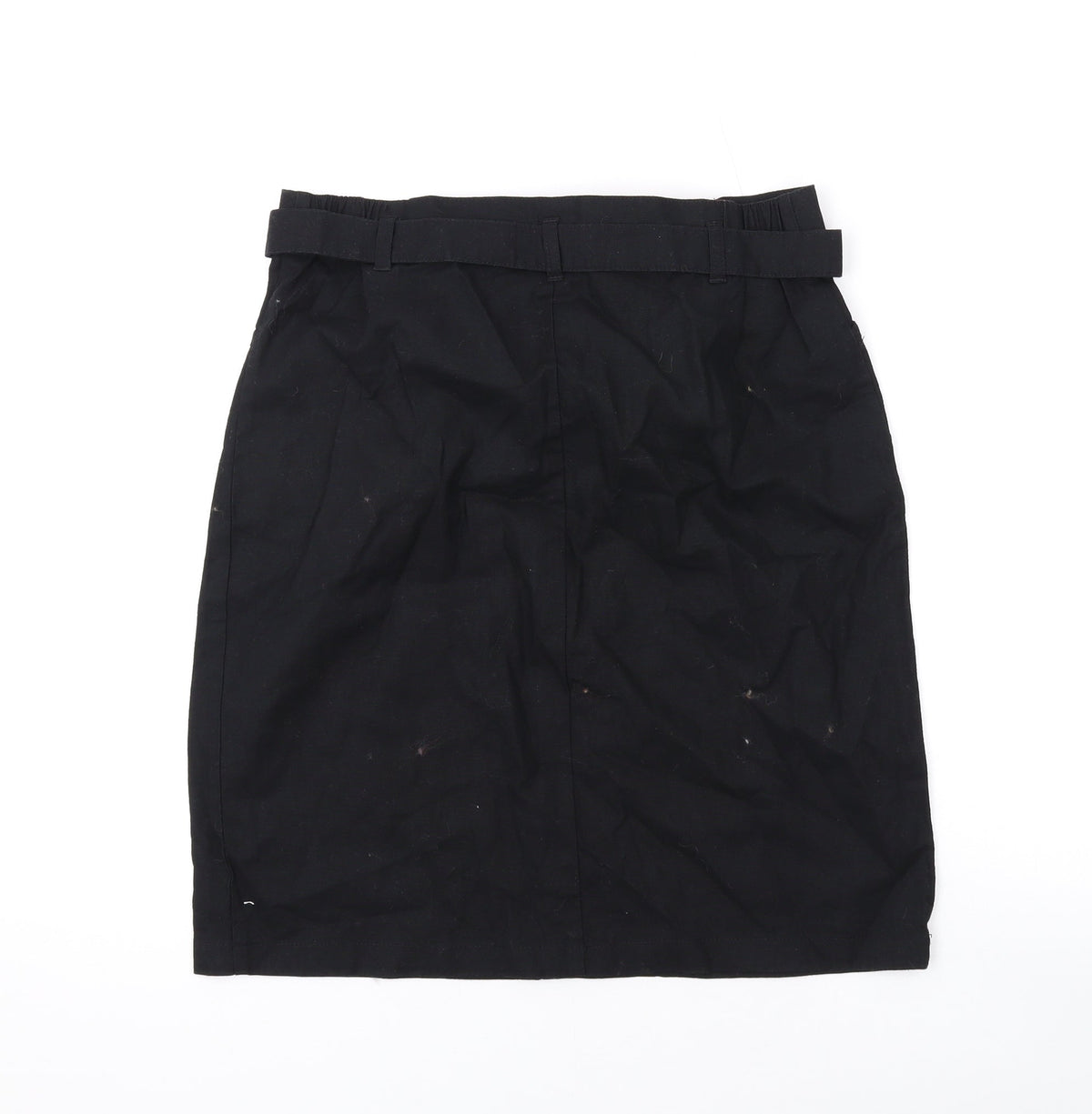 Bonprix Womens Black Linen Mini Skirt Size 8 Zip