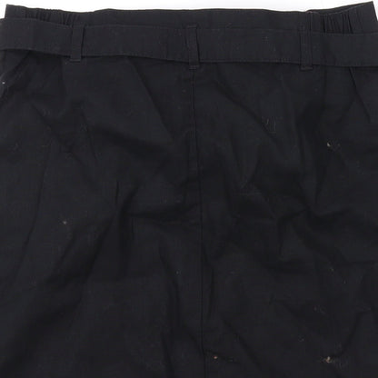 Bonprix Womens Black Linen Mini Skirt Size 8 Zip