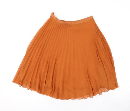 Jane Norman Womens Orange Polyester Pleated Skirt Size 8 Zip