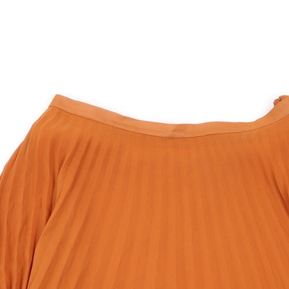 Jane Norman Womens Orange Polyester Pleated Skirt Size 8 Zip