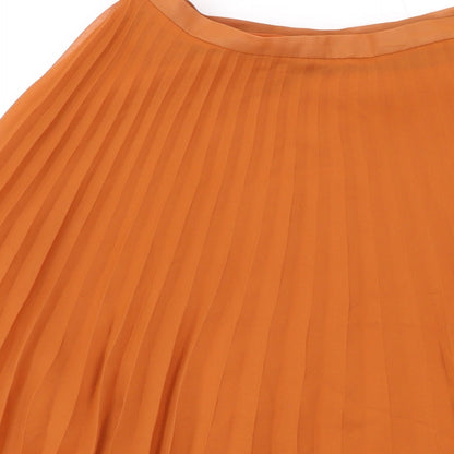 Jane Norman Womens Orange Polyester Pleated Skirt Size 8 Zip