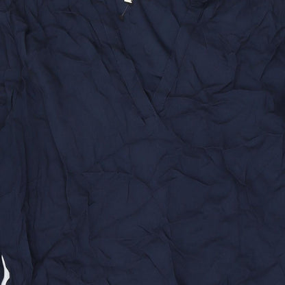 Cream Womens Blue Floral Viscose A-Line Size 10 V-Neck Pullover - Embroidery