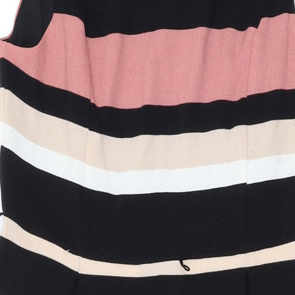 Debenhams Womens Multicoloured Striped Polyester A-Line Size 12 Round Neck Zip