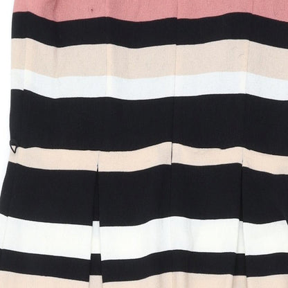 Debenhams Womens Multicoloured Striped Polyester A-Line Size 12 Round Neck Zip