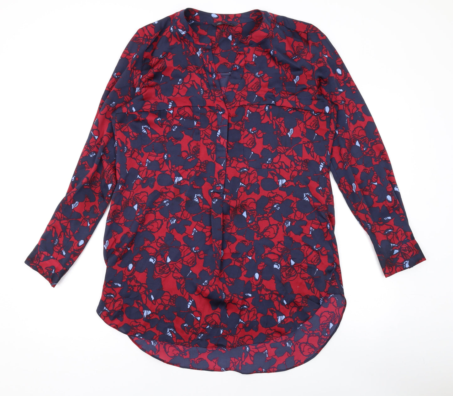Womens UK Size 10 Marks and Spencer Red Basic Button-Up