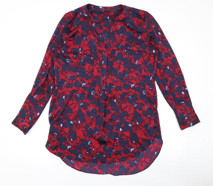 Womens UK Size 10 Marks and Spencer Red Basic Button-Up