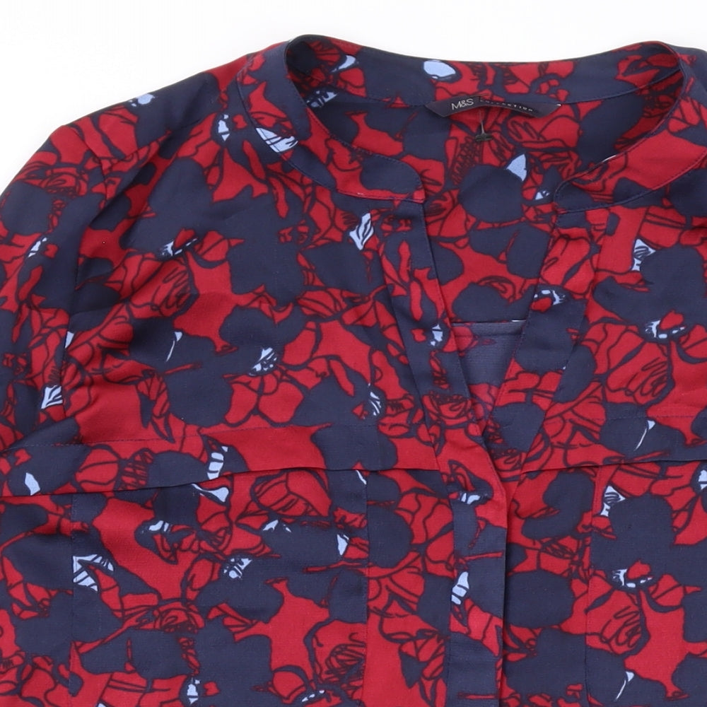Womens UK Size 10 Marks and Spencer Red Basic Button-Up
