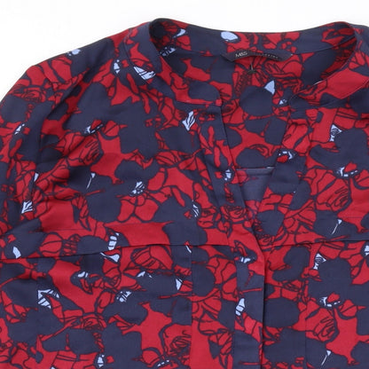 Womens UK Size 10 Marks and Spencer Red Basic Button-Up