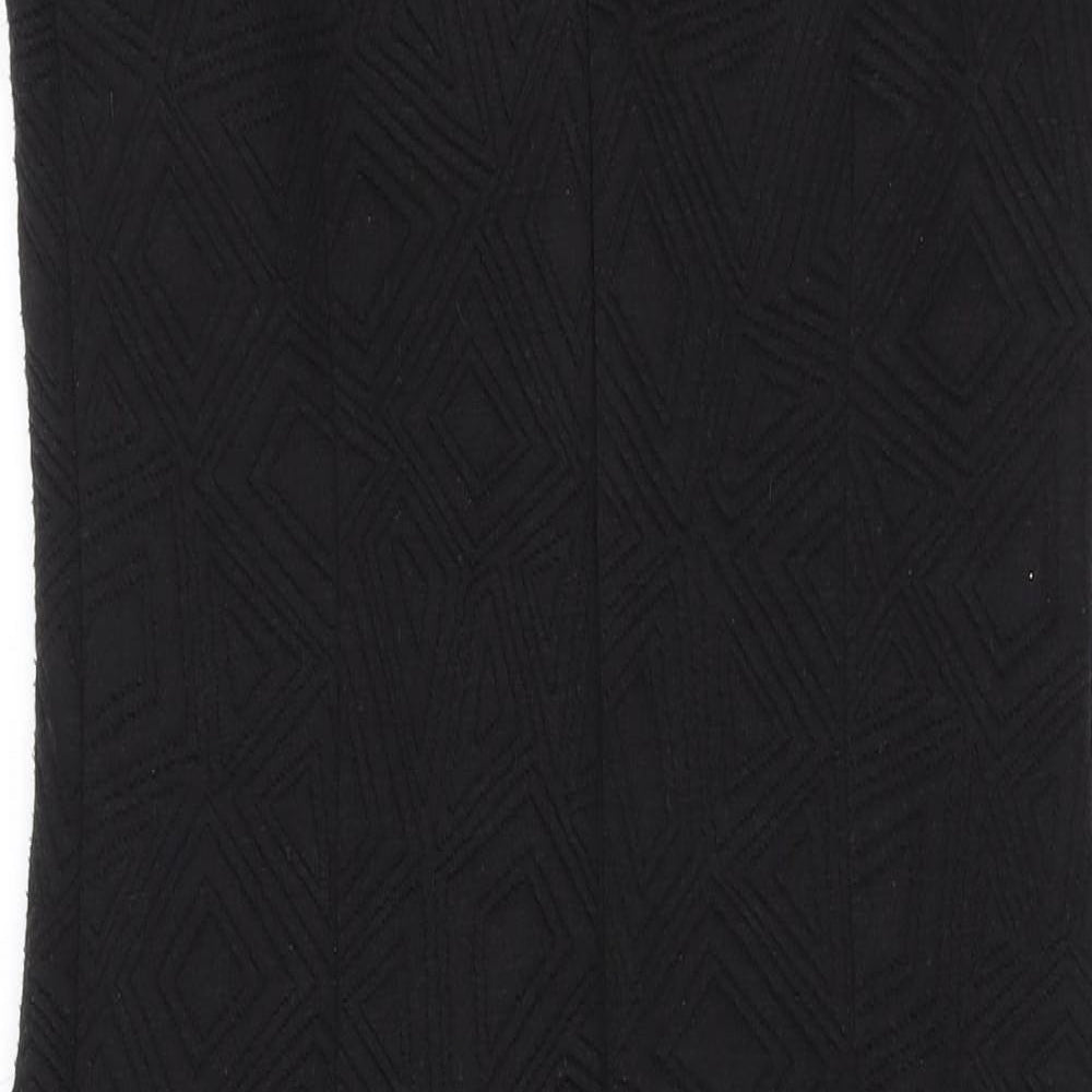 FOND Womens Black Geometric Cotton Bodycon Size 12 Square Neck Zip
