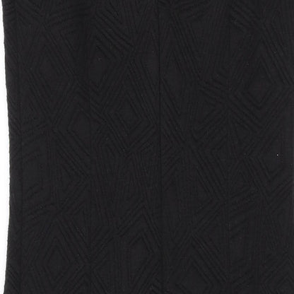 FOND Womens Black Geometric Cotton Bodycon Size 12 Square Neck Zip