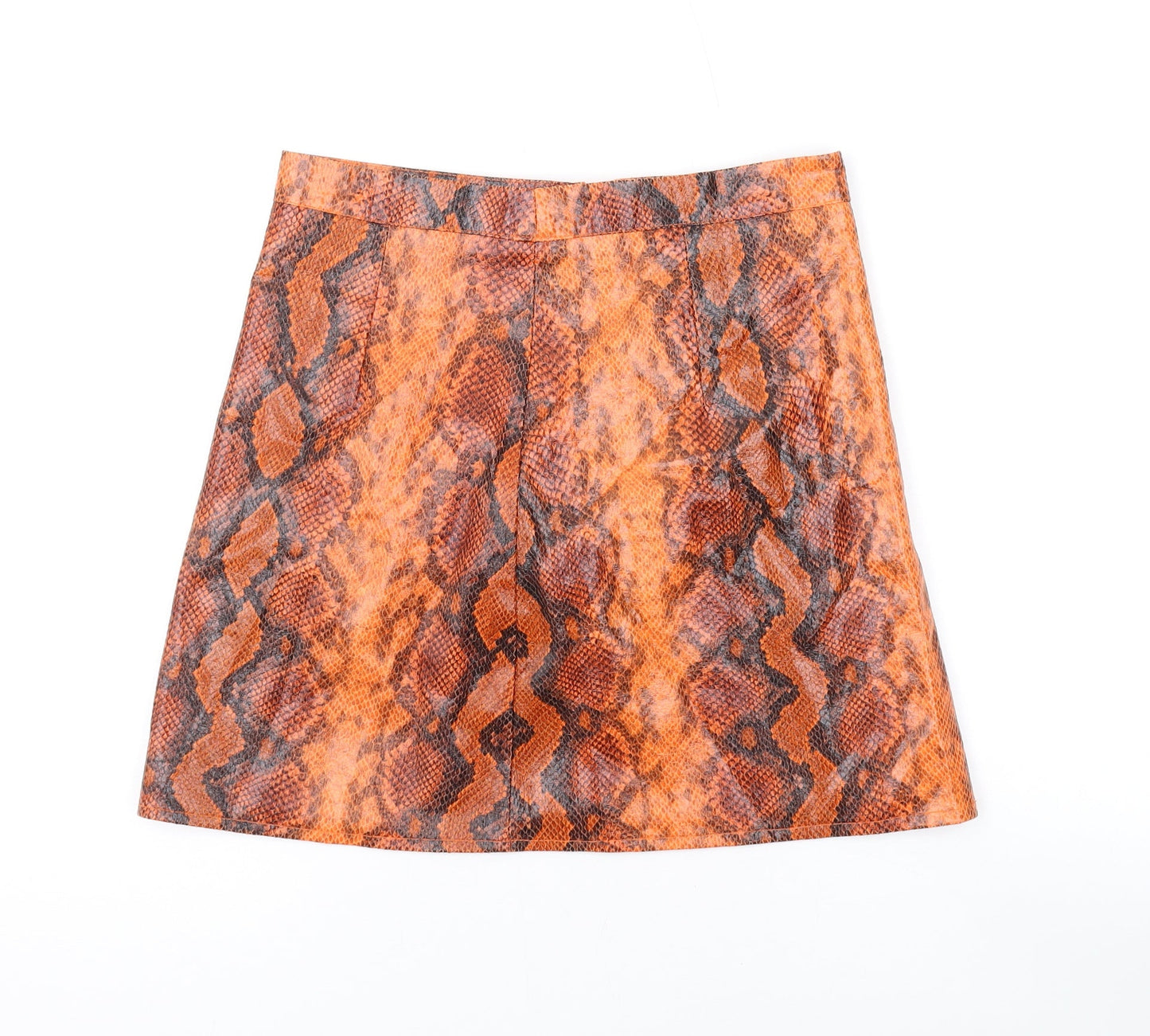 Missguided Womens Orange Animal Print Polyester Mini Skirt Size 10 Zip - Snake Print