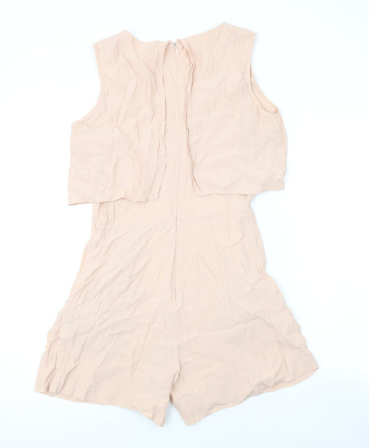 River Island Womens Pink Viscose Playsuit One-Piece Size 8 Zip