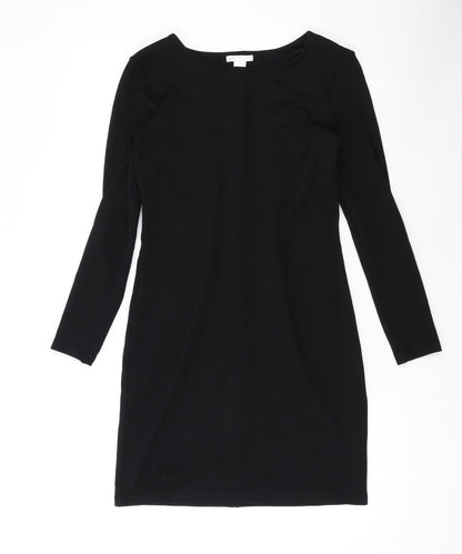H&M Womens Black Viscose Bodycon Size S Round Neck Pullover