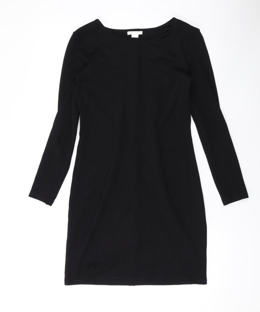 H&M Womens Black Viscose Bodycon Size S Round Neck Pullover
