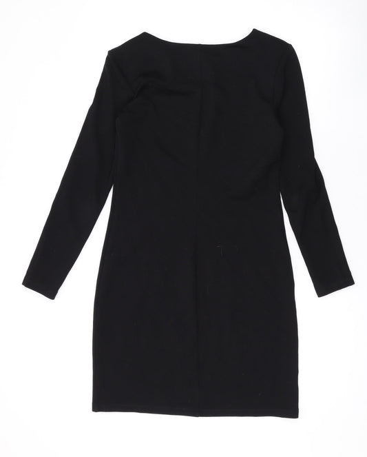 H&M Womens Black Viscose Bodycon Size S Round Neck Pullover