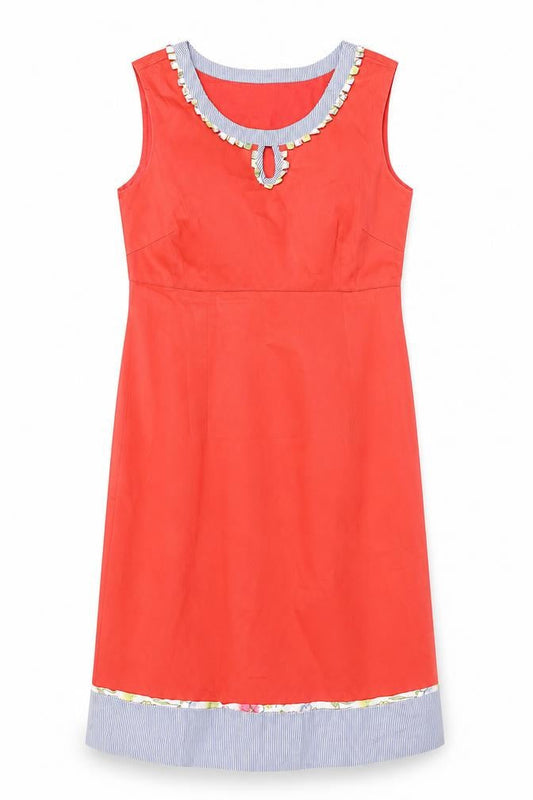 Alice Collins Womens Orange Cotton A-Line Size 12 Round Neck Zip