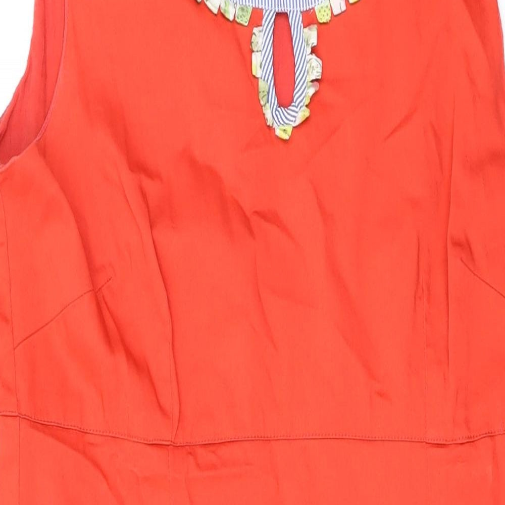 Alice Collins Womens Orange Cotton A-Line Size 12 Round Neck Zip