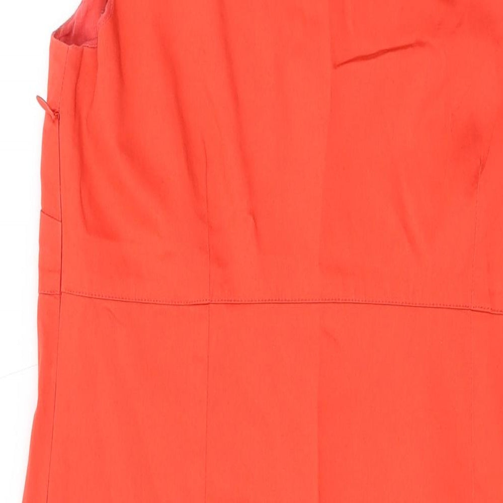 Alice Collins Womens Orange Cotton A-Line Size 12 Round Neck Zip