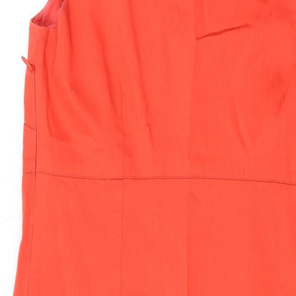 Alice Collins Womens Orange Cotton A-Line Size 12 Round Neck Zip