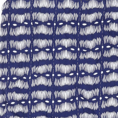 Warehouse Womens Blue Geometric Viscose A-Line Size 10 Round Neck Button