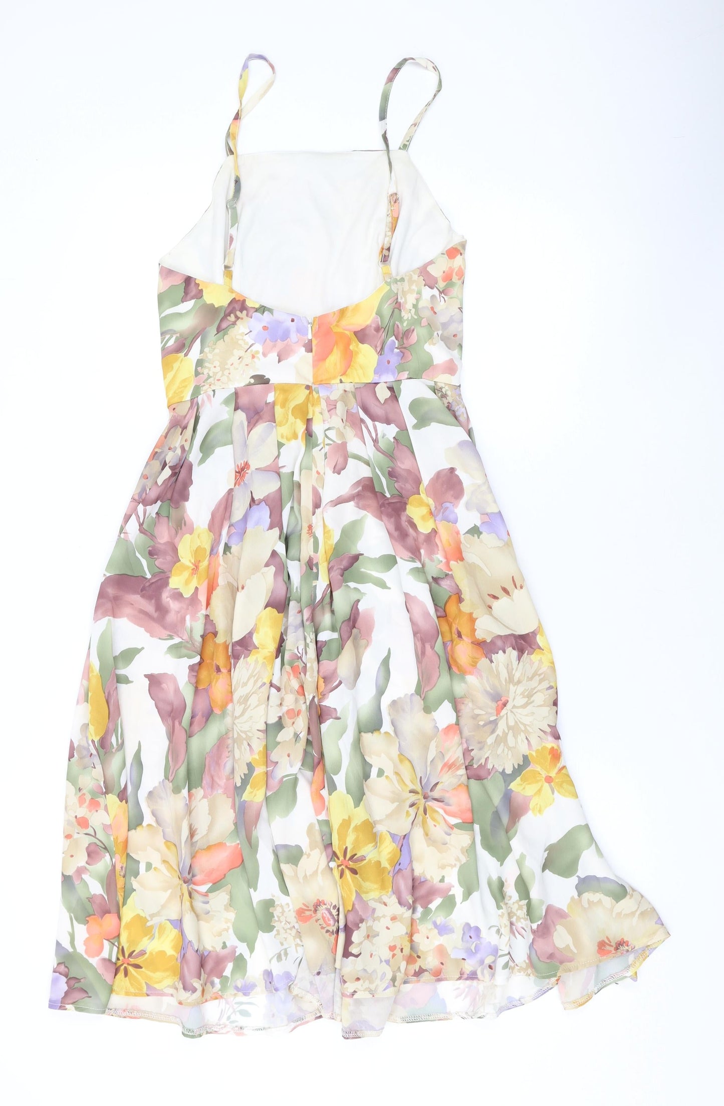 Love Womens Multicoloured Floral Polyester A-Line Size XS Square Neck Zip