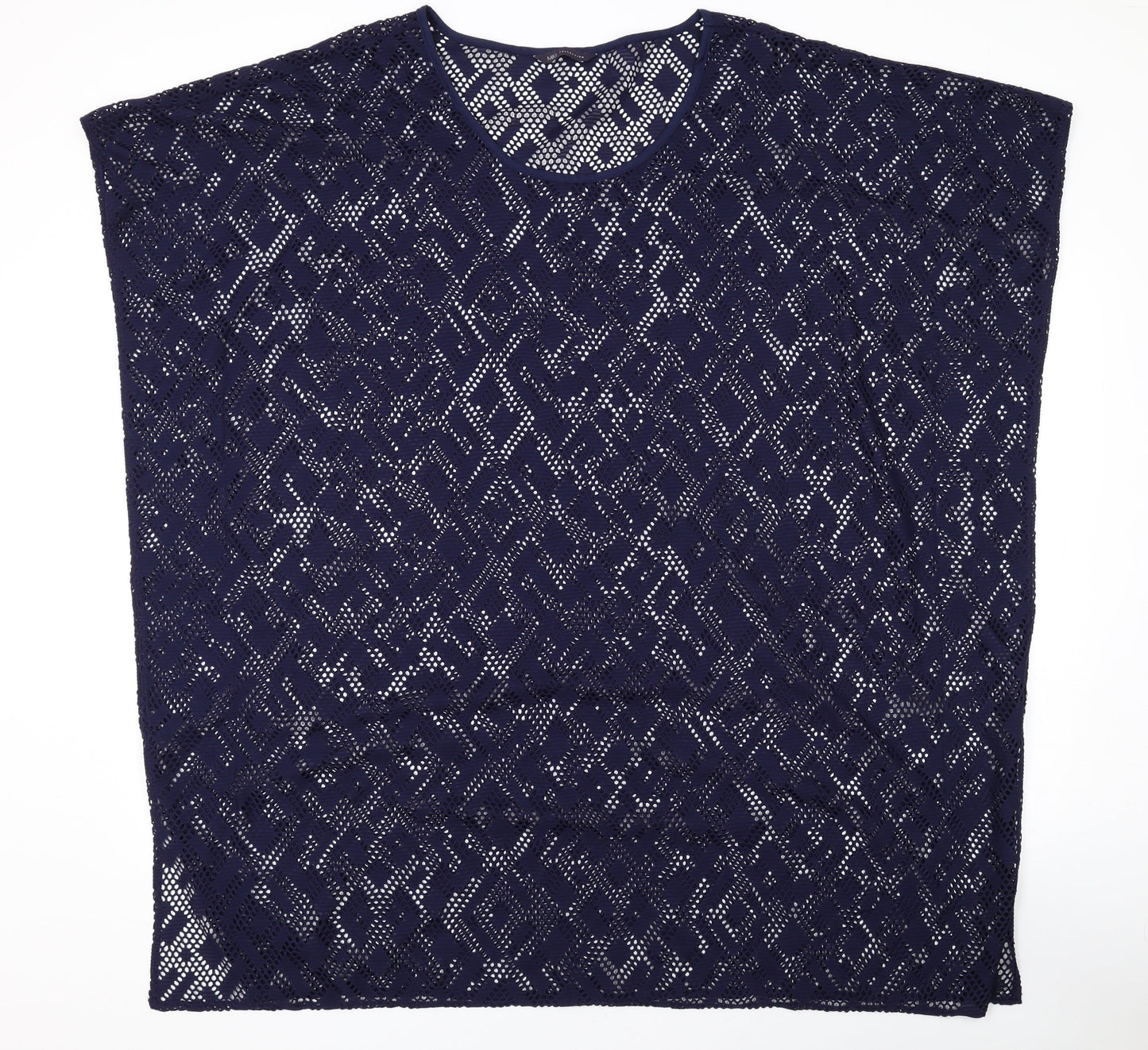 Marks and Spencer Womens Blue Geometric Polyester Cover Up Size 16