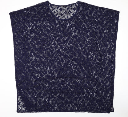 Marks and Spencer Womens Blue Geometric Polyester Cover Up Size 16