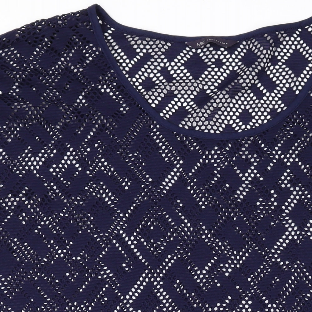 Marks and Spencer Womens Blue Geometric Polyester Cover Up Size 16