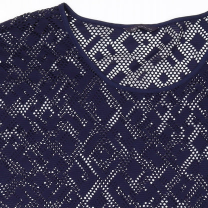 Marks and Spencer Womens Blue Geometric Polyester Cover Up Size 16