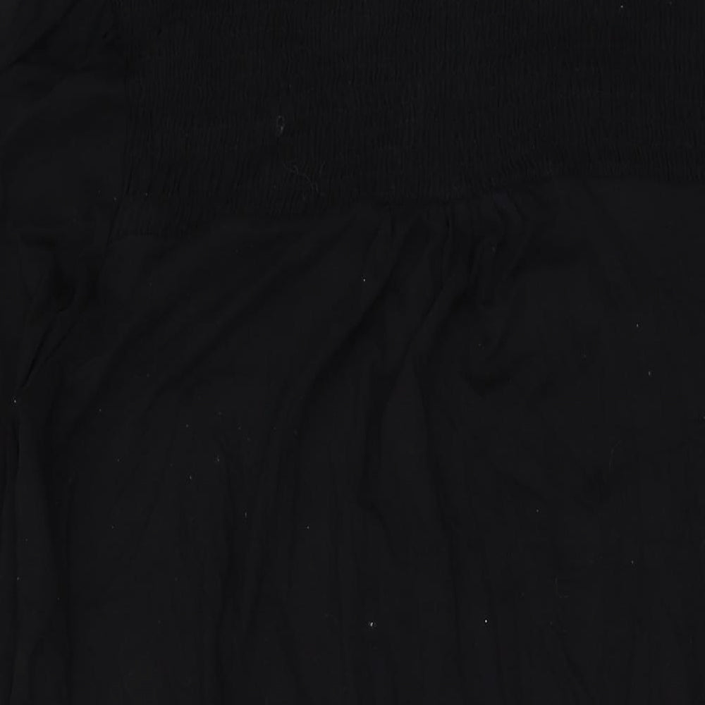 Dorothy Perkins Womens Black Viscose A-Line Size 14 Mock Neck Button